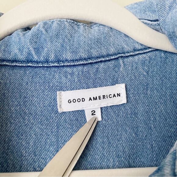 Good American | Weightless Short Jumpsuit Denim Romper Indigo Blue Medium - Picture 9 of 11